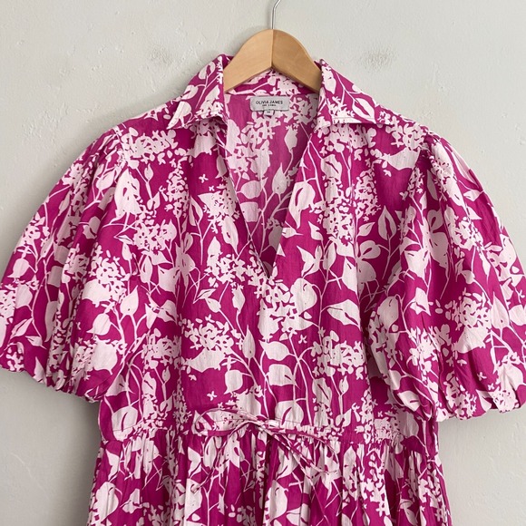 Olivia James the Label Daphne Dress Women Size Medium Pink White - Picture 3 of 13